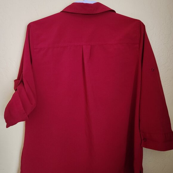 Croft & Barrow Red Button Up Blouse - Picture 2 of 3